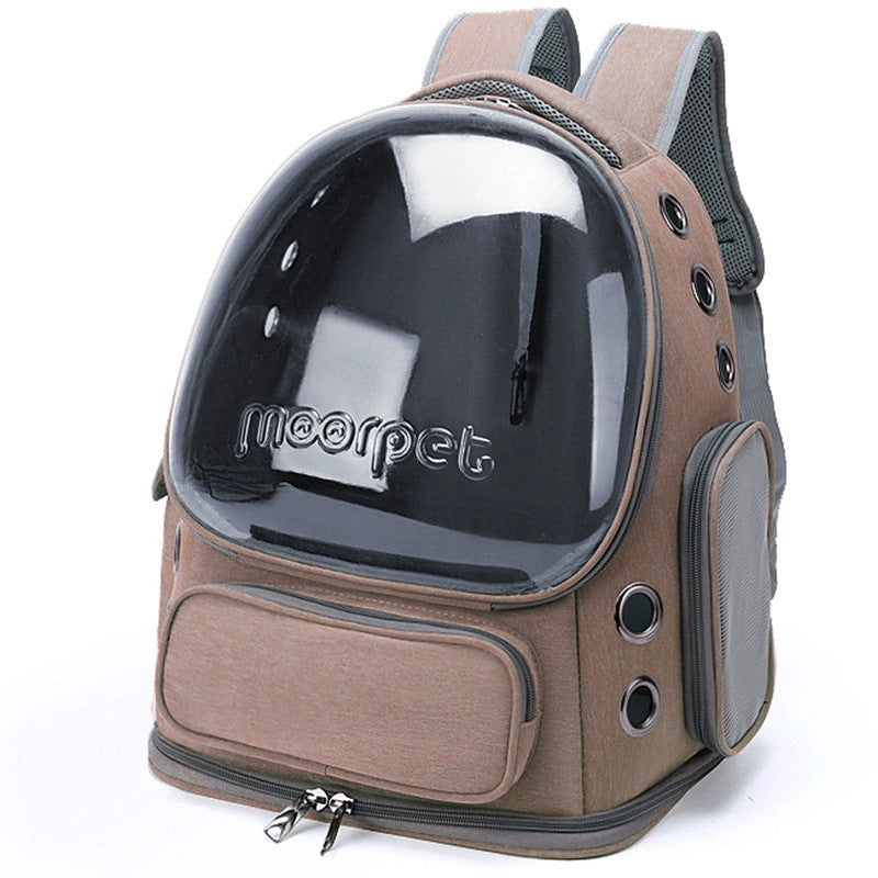 Cat Backpack Carrier, Breathable Cat Carrier Large Space Bubble Pet Backpack for Kitty Small Dog up to 15lbs, Transparent & Foldable Pet Carrier for Travel Hiking