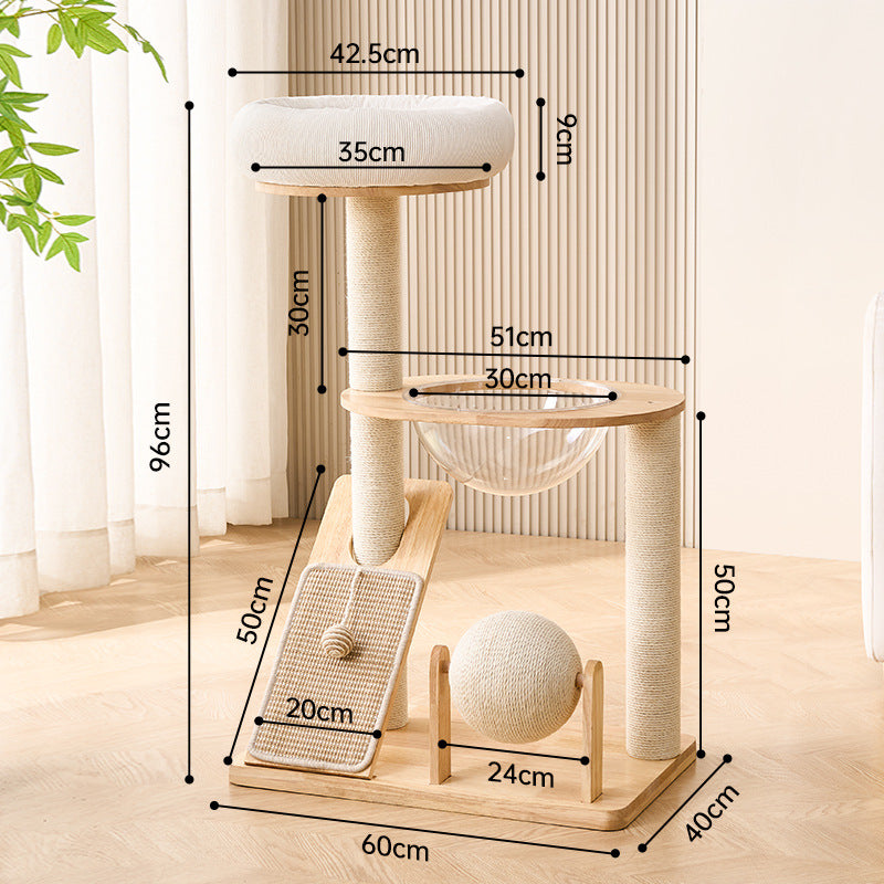 Solid wood cat climbing frame, cat nest, cat tree, integrated vertical cat scratching board, small household, non-occupied, cat climbing shelf, scratchable