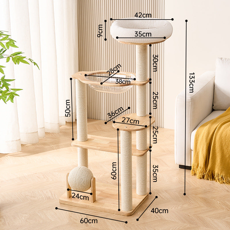 Solid wood cat climbing frame, cat nest, cat tree, integrated vertical cat scratching board, small household, non-occupied, cat climbing shelf, scratchable