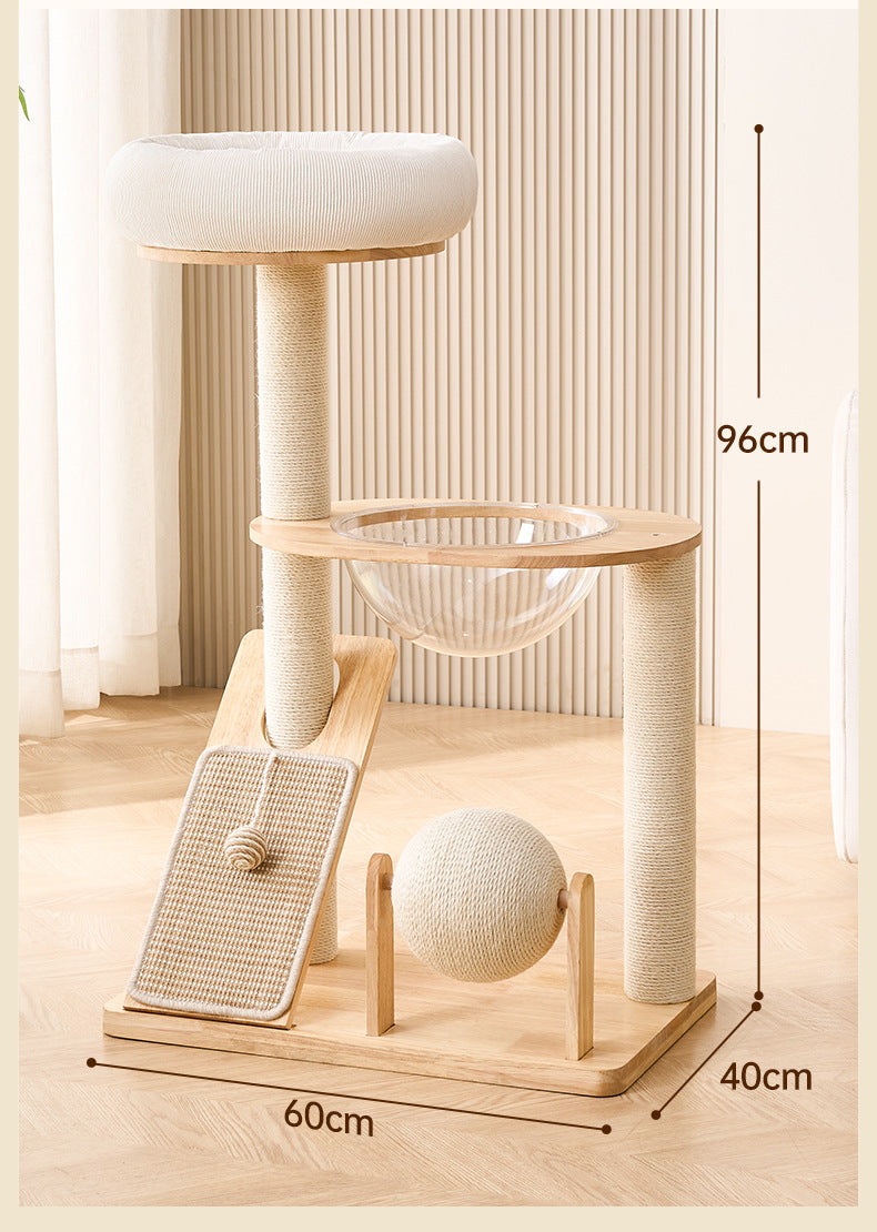 Solid wood cat climbing frame, cat nest, cat tree, integrated vertical cat scratching board, small household, non-occupied, cat climbing shelf, scratchable