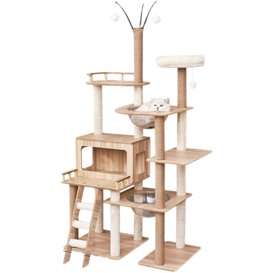 Cat climbing frame, large multi-storey space capsule, cat jumping platform, double litter, multi-cat family, wooden cat rack