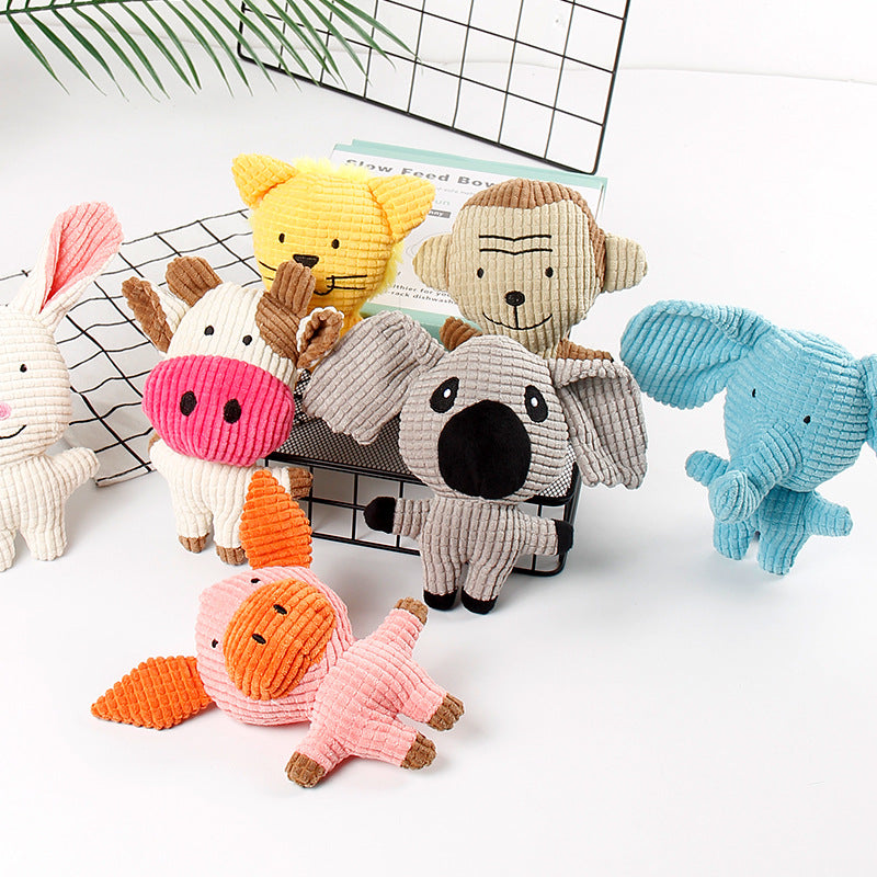 Cats and dogs have gritting teeth, corn lint makes a sound to accompany a variety of cartoon plush toys
