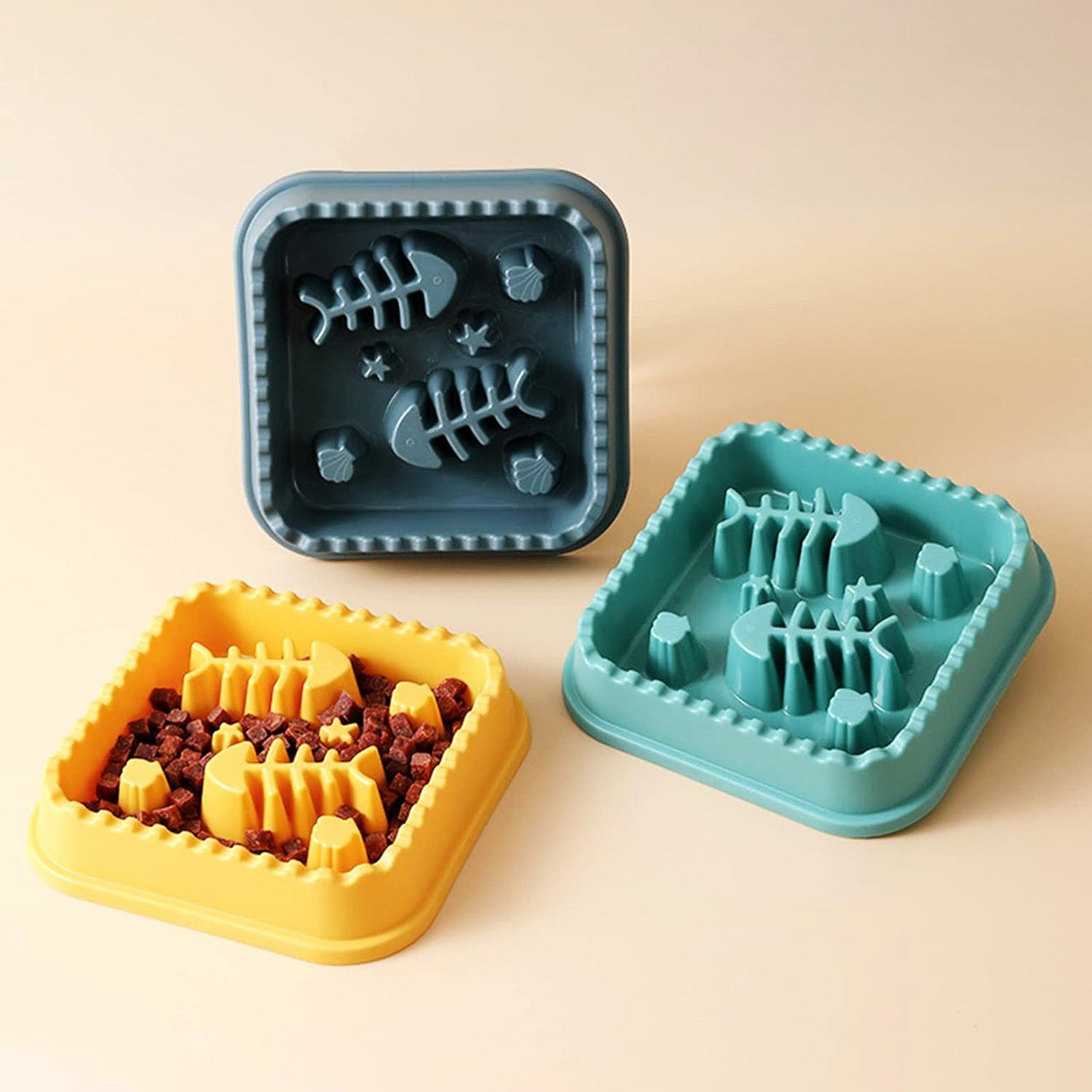 Fish bones, pet slow food bowls, cats and dogs, universal feeding bowls, small and medium-sized dog and cat eating utensils, drinking water dishes, pet supplies