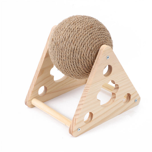 Wooden cat scratching board, cat scratching ball, toy, grinding claws, hand wrapping sisal rope, cat climbing frame, durable cat scratching column